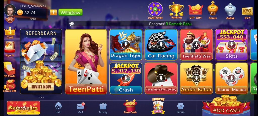 List Of Available All Games Teen Patti Yoyo App