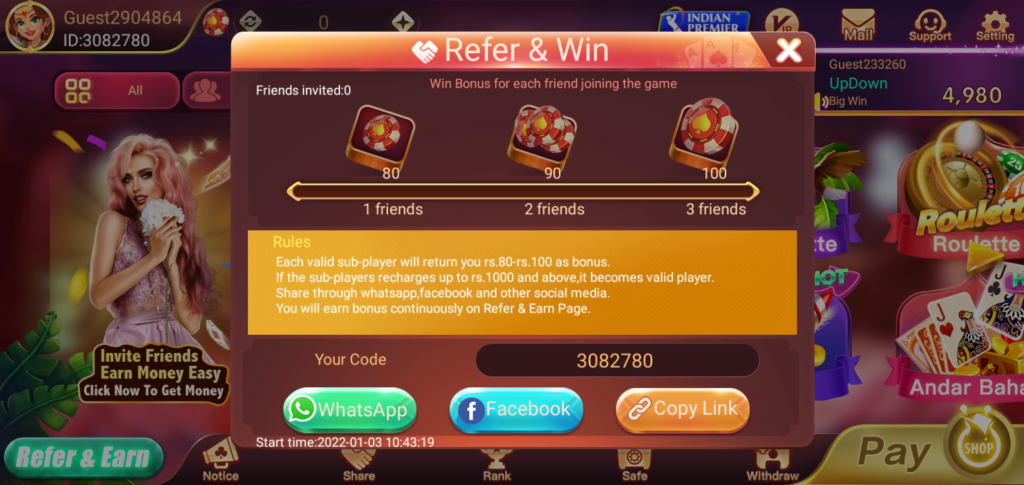 Refer Your Friends And Earn Money Through Teen Patti Yes App