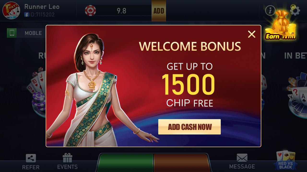 Teen Patti Vungo Welcome bonus