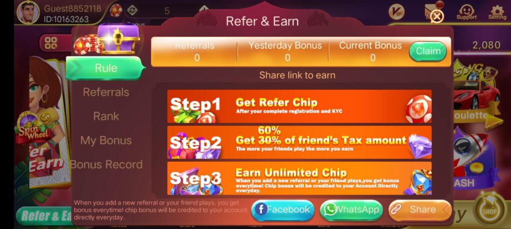 How To Refer And Earn In Rummy Rainbow App