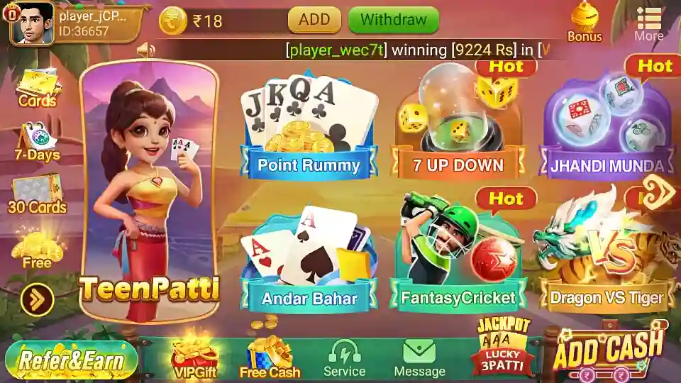 Supported Games In Teen Patti Circle App